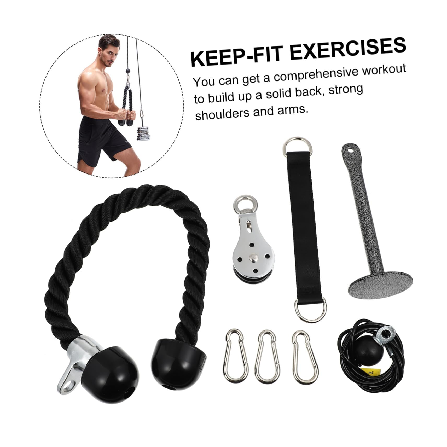 KOMBIUDA 1set Attrezzature per Allenamento Puleggia per Allenare Braccia e Schiena Facile Installare e Utilizzare Alta e Durata Accessorio per Palestra per Fitness e Riabilitazione