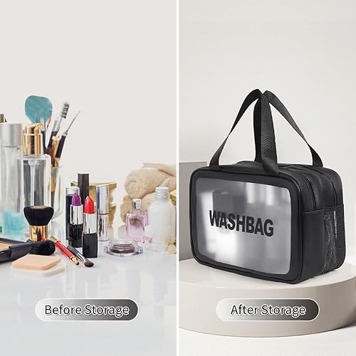 Miniatura 5 de Bolsa de maquillaje transparente PVC impermeable bolsa de cosméticos grande transparente organizador de artículos de tocador de viaje conjunto de