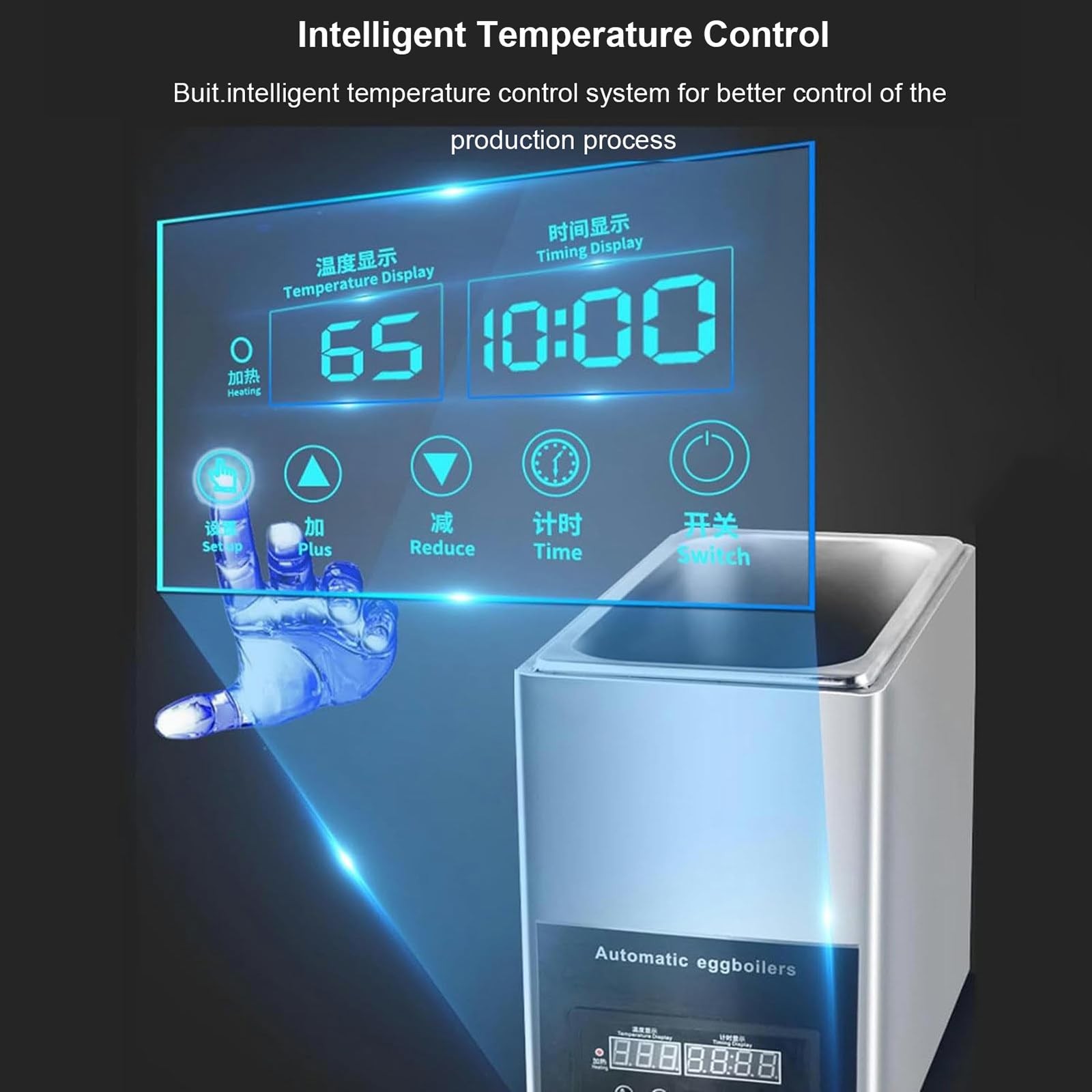 Cocedor De Huevos De Aguas Termales De 800 W,Cocedor De Huevos Comercial,MáQuina AutomáTica Inteligente Para Huevos Medio Cocidos,Control De Temperatura (30-90 ℃) + SincronizacióN (0-99 Minutos)