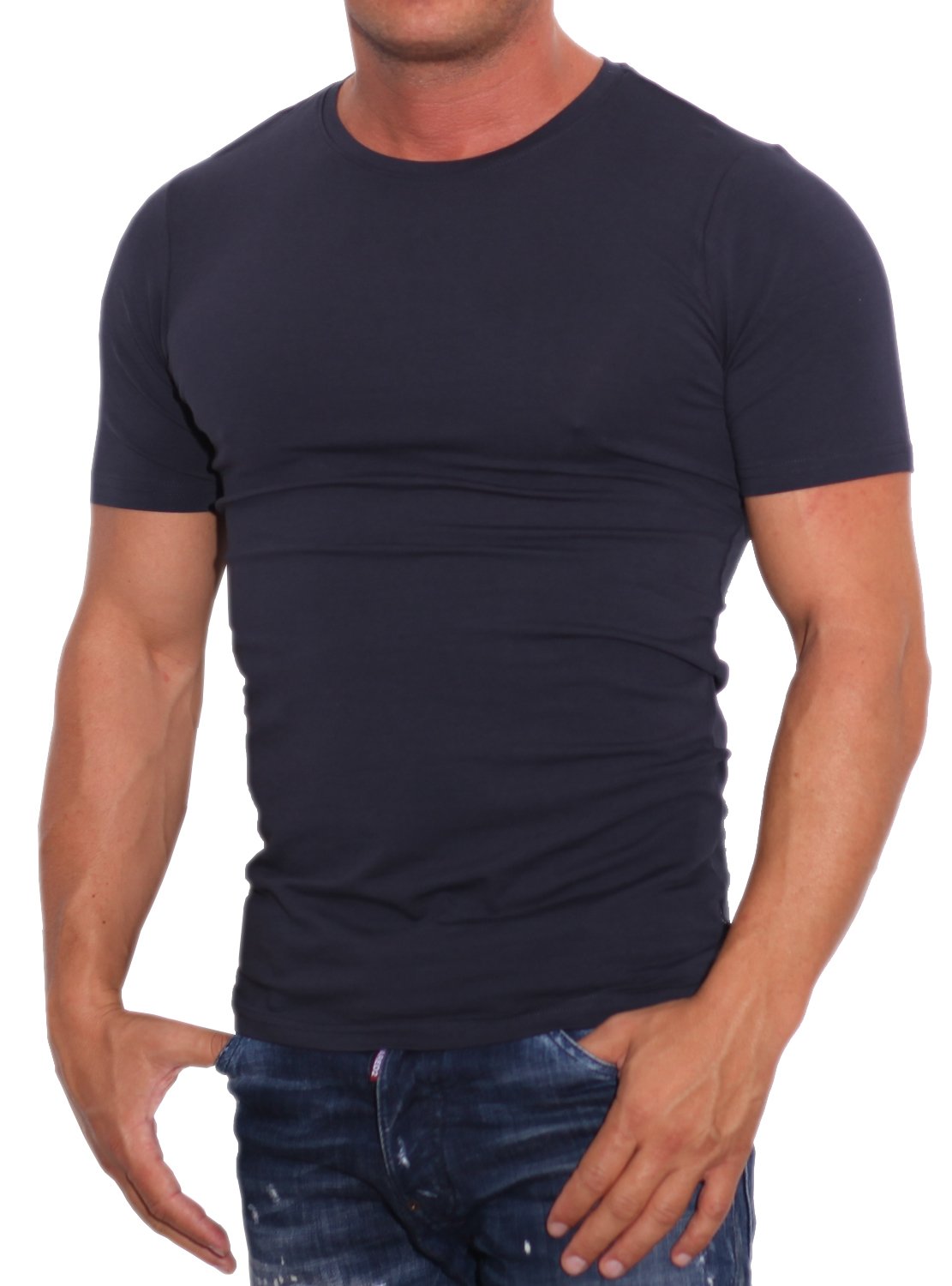 Jack and Jones Basic O-Neck Short Sleeve Men's T-Shirt Navy Blue XX-Large