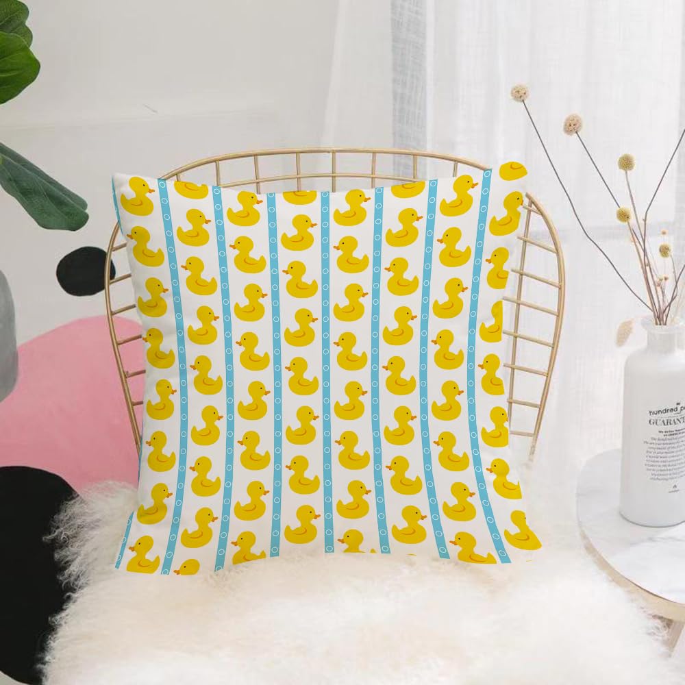 HYOSXW Cushion Cover,Throw Pillow Case Home Decorative for Living Room Bedroom Sofa Chair 16X16 Inch,Little yellow duck, little yellow duck on blue stripes,Pillowcase 40X40cm