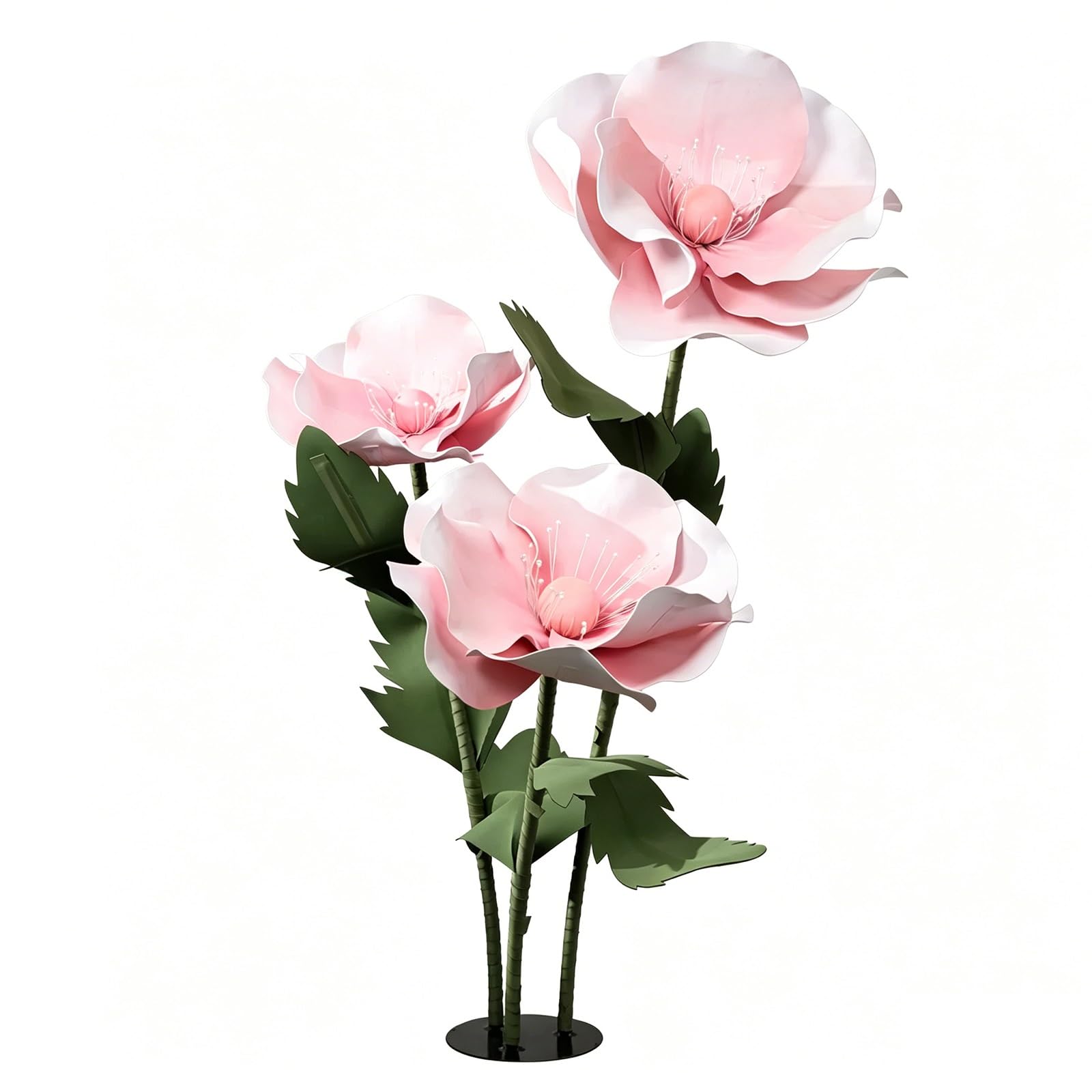 1,6M Riesige Künstliche Blumen zur Dekoration, Großes Eva Mohnblumen Set, Wasserdicht, Metallständer, Biegbare Stiele, für Hochzeiten, Gartenparty, Schaufenster, Fotohintergrund(Pink)