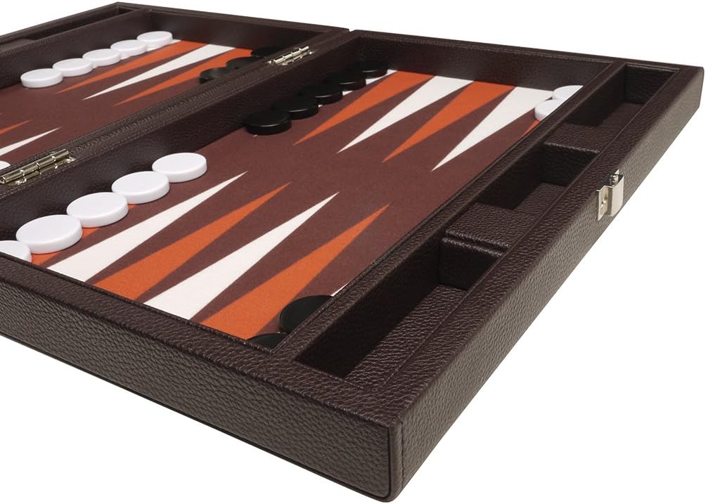 13-inch Premium Backgammon Set - Travel Size - Dark Brown Board