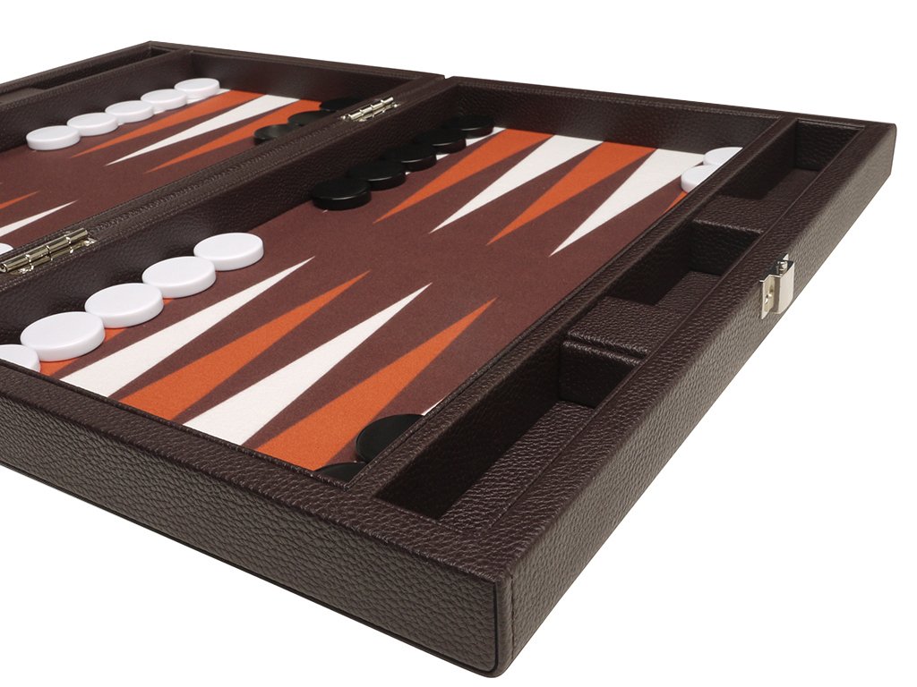 Silverman & Co. Backgammon da viaggio Premium da 33 cm, marrone scuro, 2 giocatori, età 12+