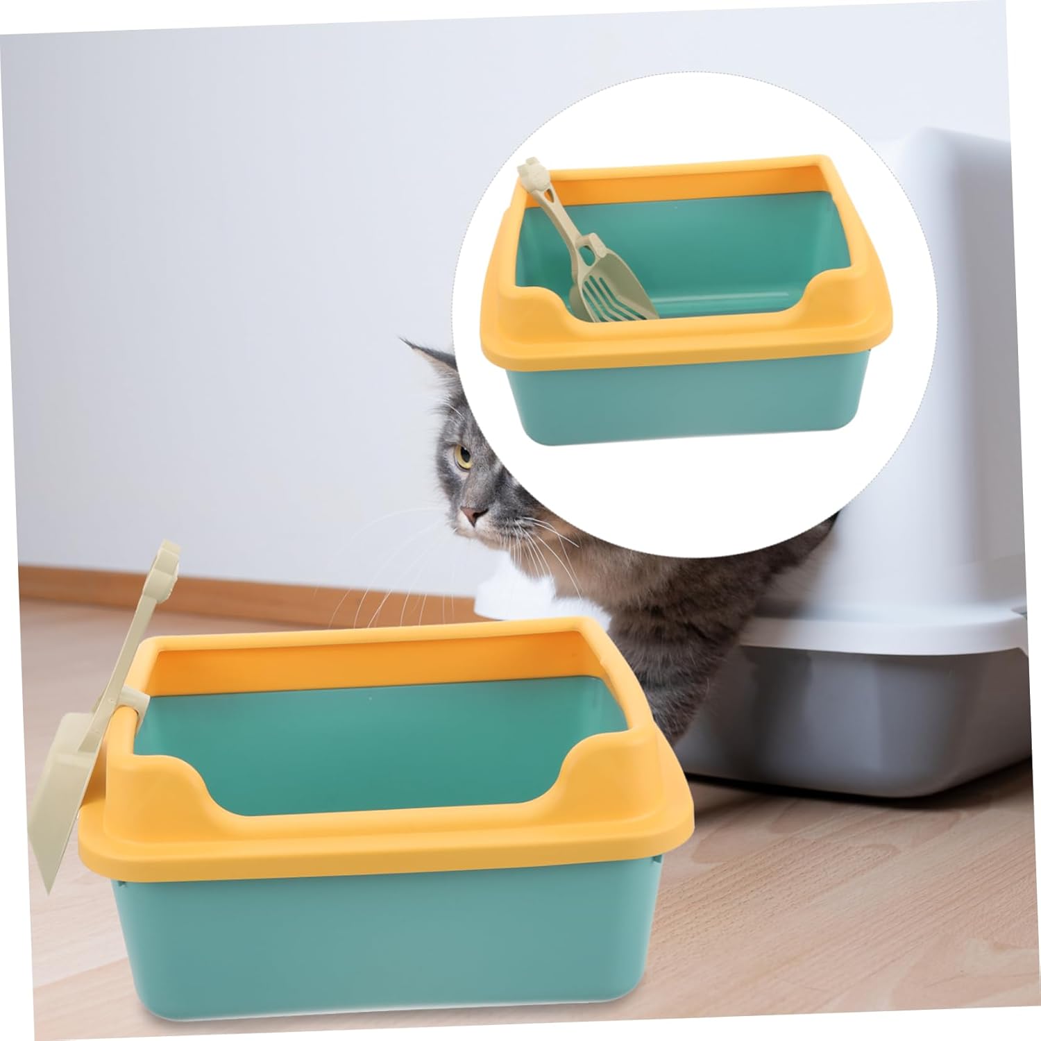 1set Semi-Enclosed Cat Litter Box for Indoor Use Low Entry Design for Kittens Easy Monitoring of Cat Health and