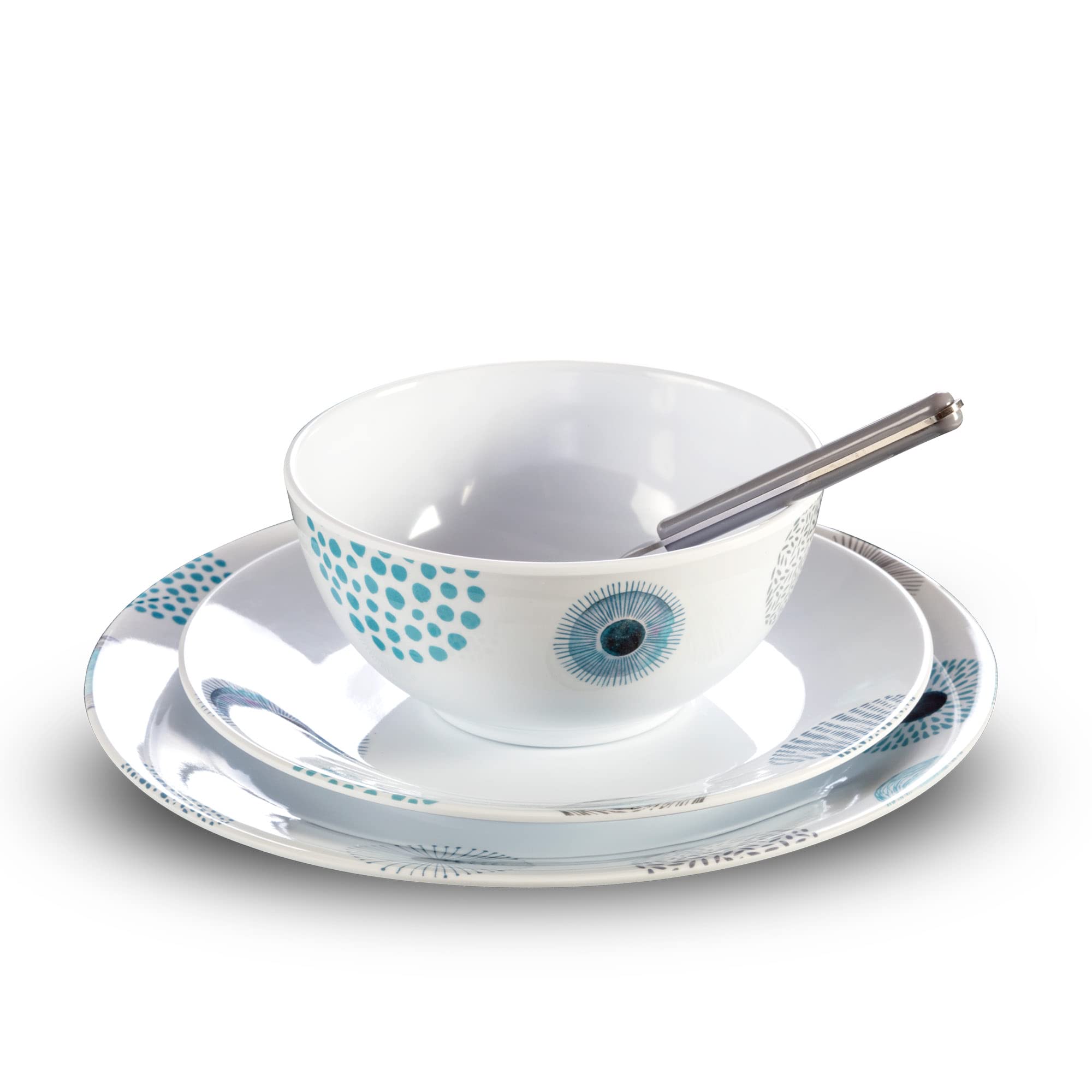 Brunner 0830143N.C7R Set Stoviglie da Campeggio per 2 Persone, Tête-À-Tête Deep Sea, 8 Pezzi