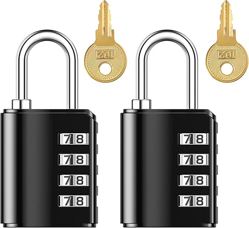 KeeKit Cerradura de combinación, candado de combinación de 4 dígitos con llaves, cerradura de puerta impermeable reajustable para casillero,