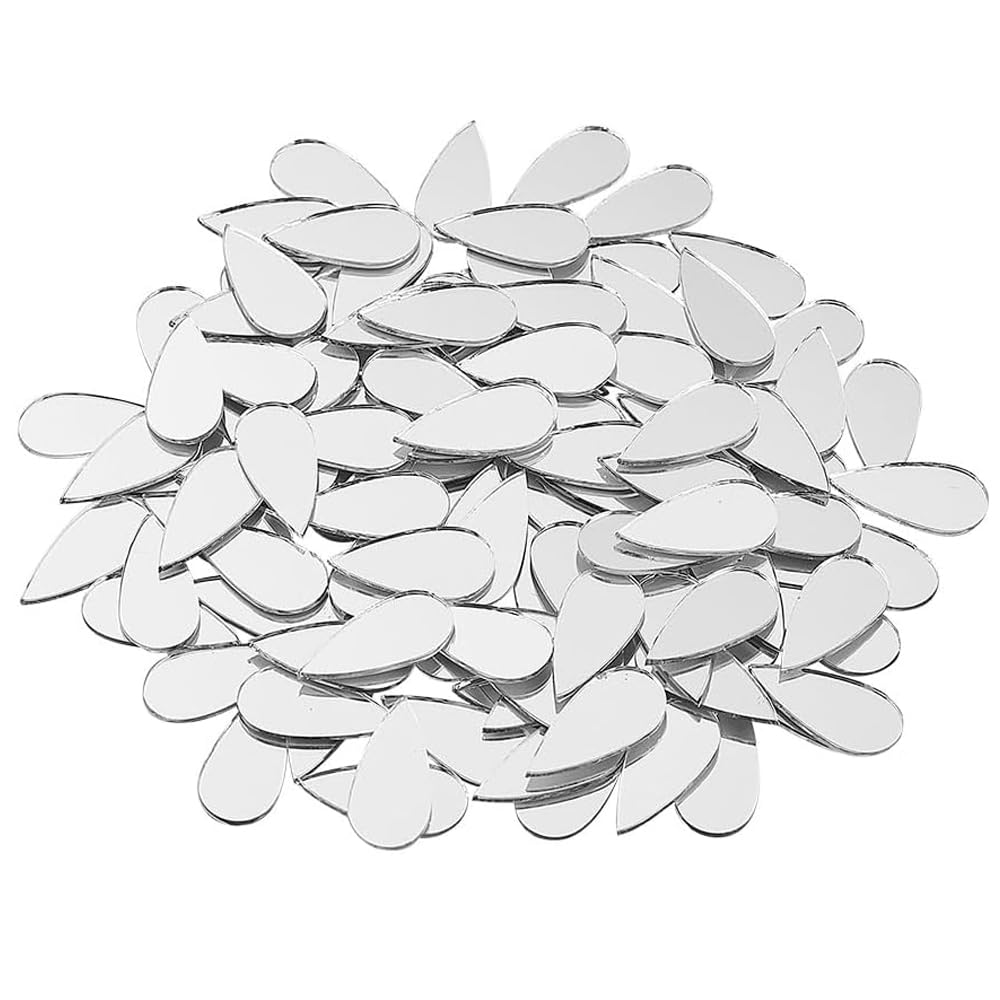 SSyang 200 Piezas No Autoadhesivo Azulejos de Mosaico Forma de Gota Pequeño Espejo de Lágrima Mini Espejo para Manualidades Azulejos de Espejo de Tamaño Pequeño para Arte de Pared Puerta Decor 2.5cm