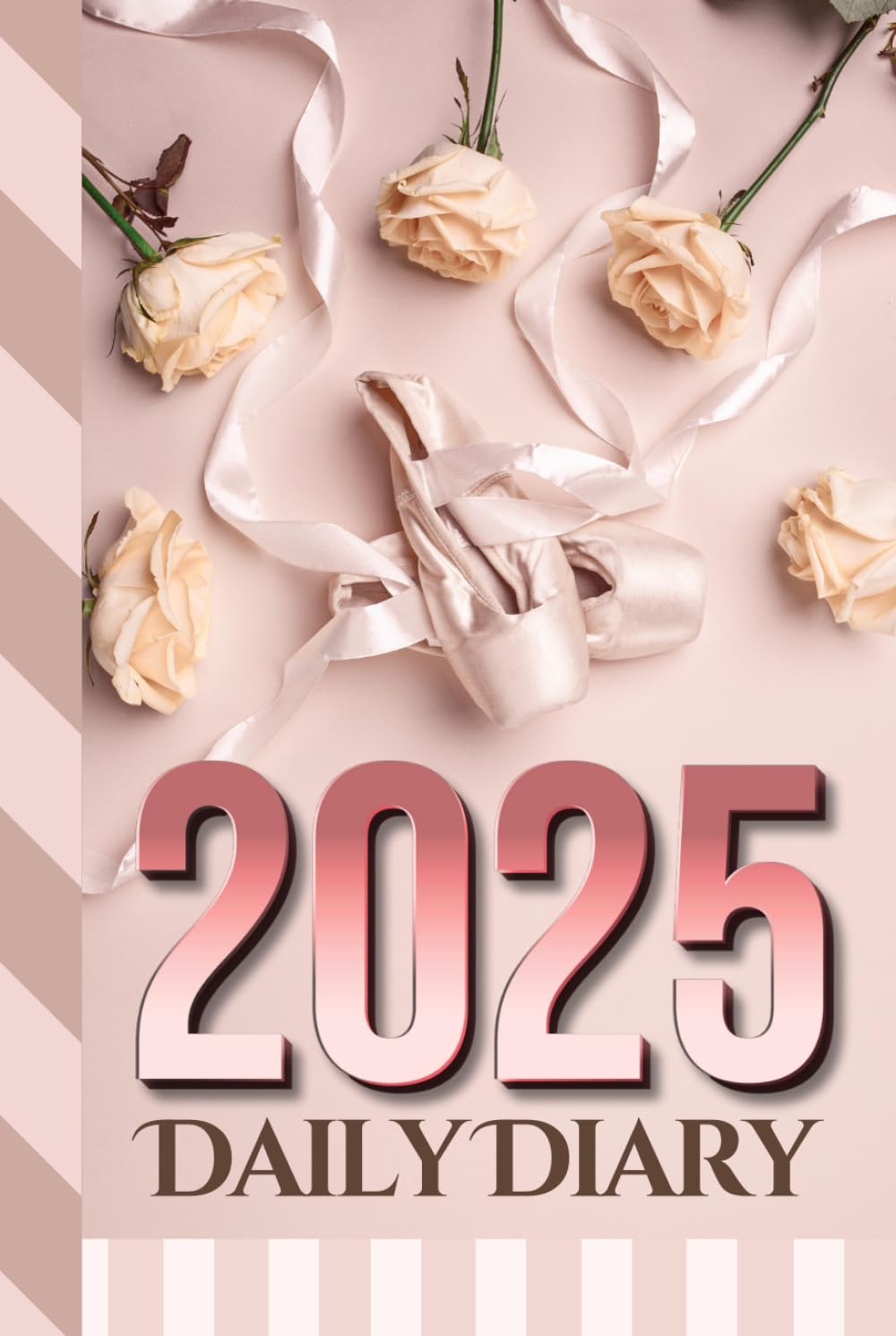 Agenda 2025 journalier couverture rigide rose blanche avec planificateur horaire format 6x9