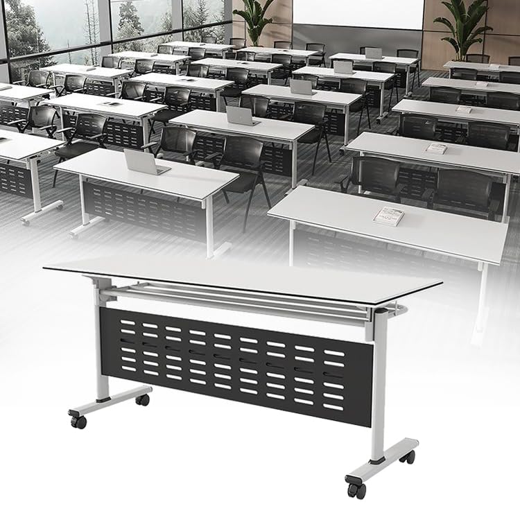 Mesa de conferencias plegable sobre ruedas, escritorio de reuniones versátil para oficina en casa y sala de estudio, ahorra espacio, portátil y fácil de almacenar