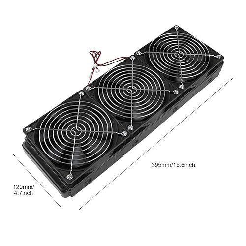 Miniatura 7 de Radiador de refrigeración por agua de CPU,Radiador de fila de calor de rosca G14 con ventilador,Enfriador de agua de aluminio puro de 14.173 in con