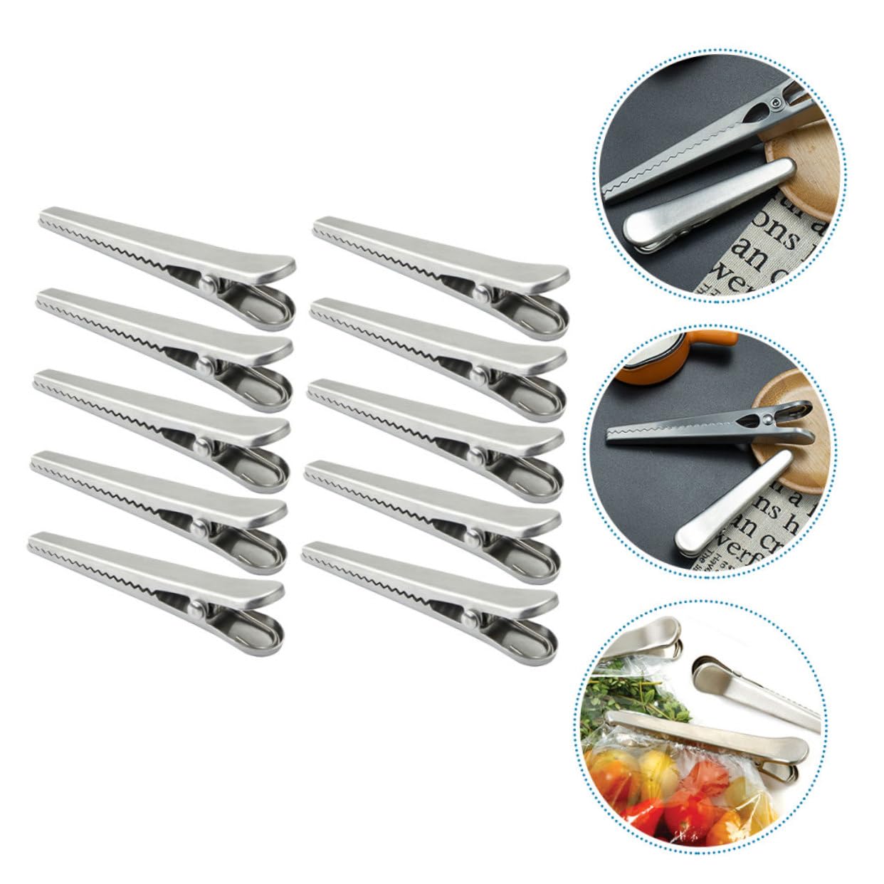 DOITOOL 4 Ensembles Pinces De Conservation en Acier Inoxydable Pinces De Cuisine Refermables Pinces pour Sacs De Congélation Pinces De Fermeture pour Sacs À 10 pièces * 4