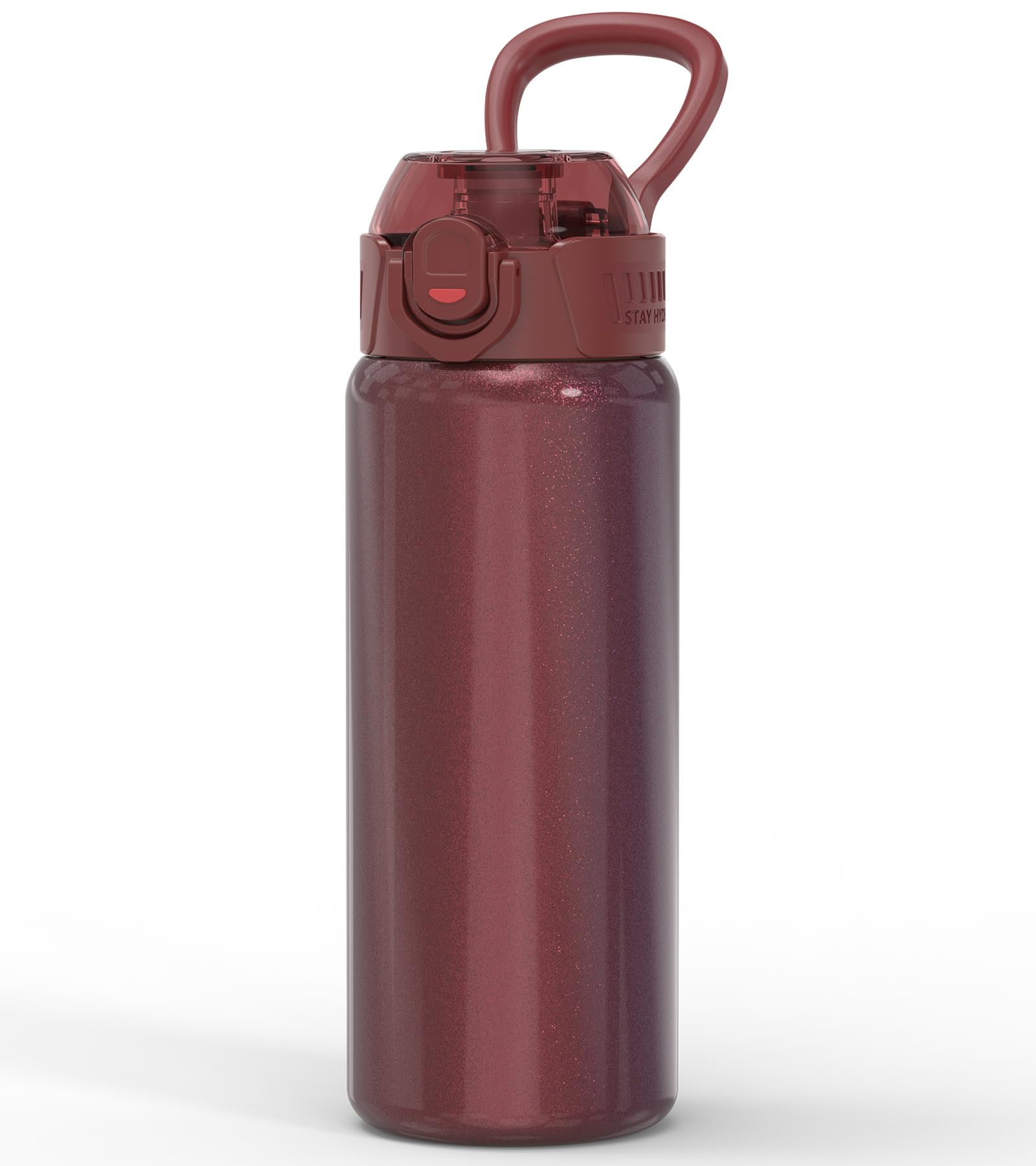 MYFOREST 24oz/700ml Insulated Sport Water Bottle, Odor-Free Surgical-Grade Liner, Quick-Open Lid for Gulp/Sip, for Daily/Travel/Gym/Office/Gift (Black Cherry)