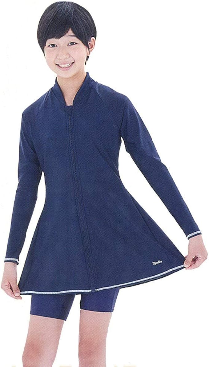 Amazon Co Jp Topace 女子 スクール水着 ラッシュガード フルジップフレアタイプ Tt803w ファッション