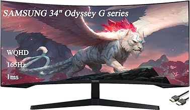34" Odyssey G Series WQHD Gaming Monitor, Curved, 165Hz, 1ms, FreeSync Premium, 1000R UltraWide, Black, with GSF HDMI Cable