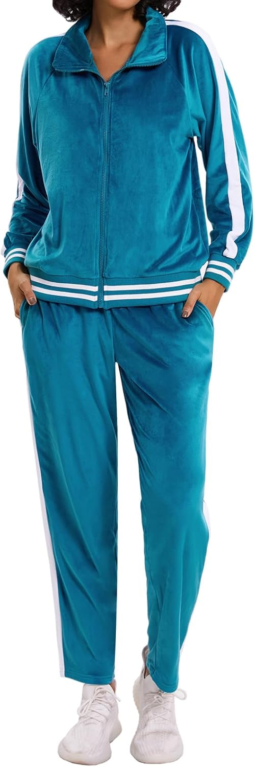 Womens Velour Tracksuit Zip-Up Jacket and Jogger Jordan Ubuy