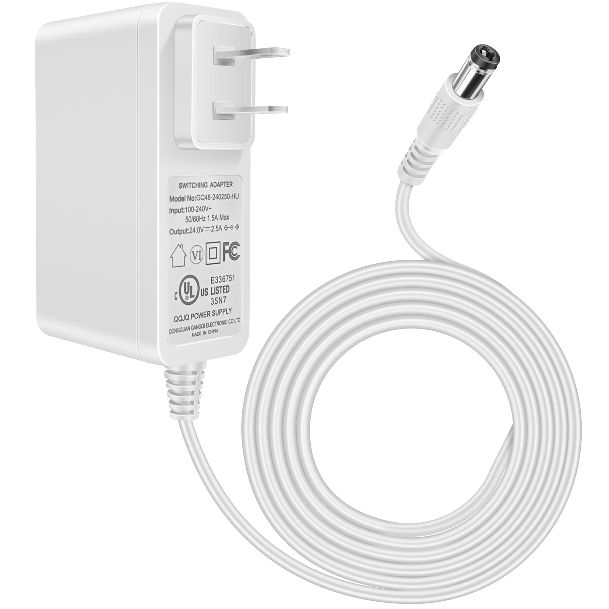 QooWare 24V DC 2.5A LED Power Supply Adapter – 60W Max, UL