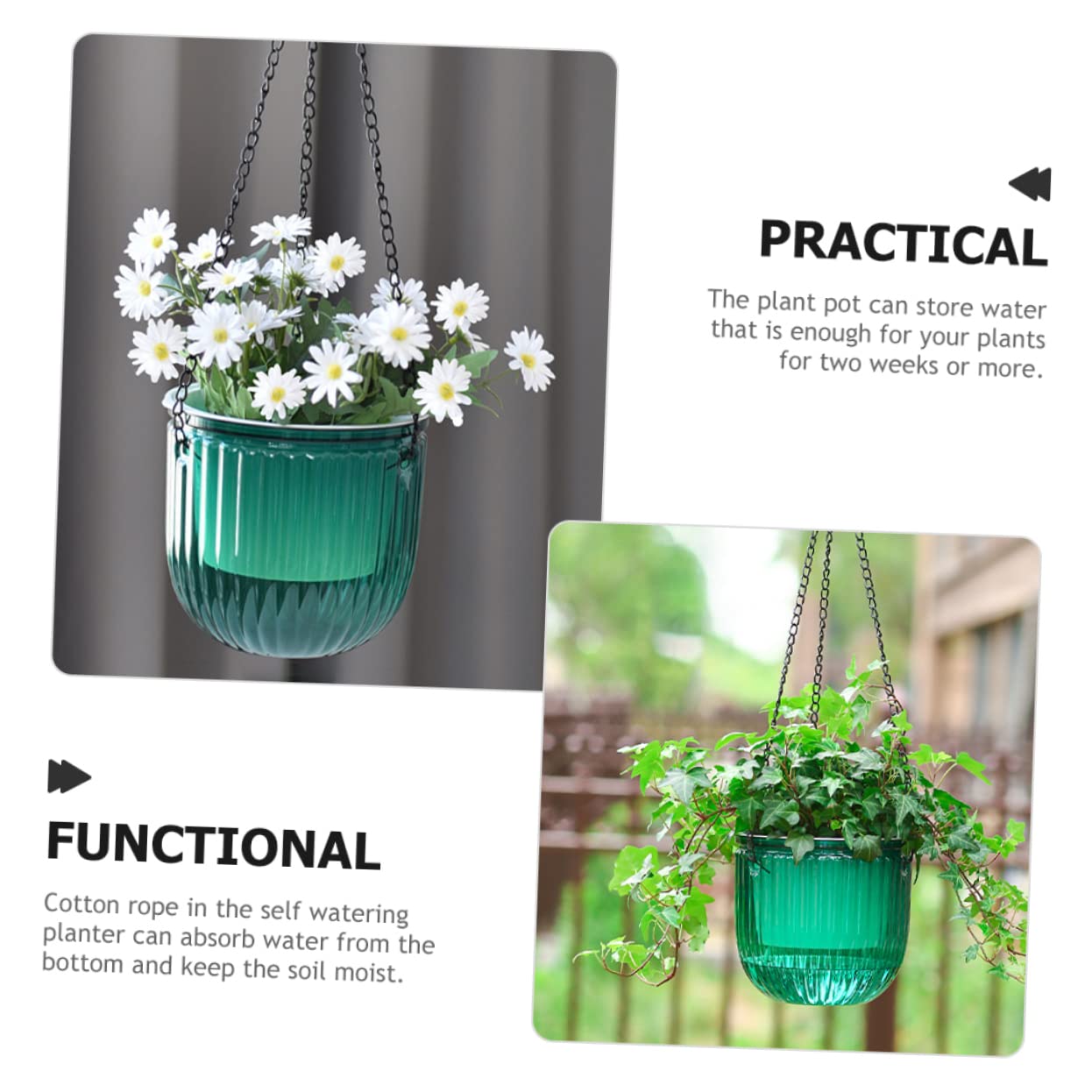 SUPVOX 3pièces Jardinière Suspendue Auto-irrigable Pot De Fleurs à Arrosage Automatique Jardinière pour Plantes Intérieur Pot De Pépinière
