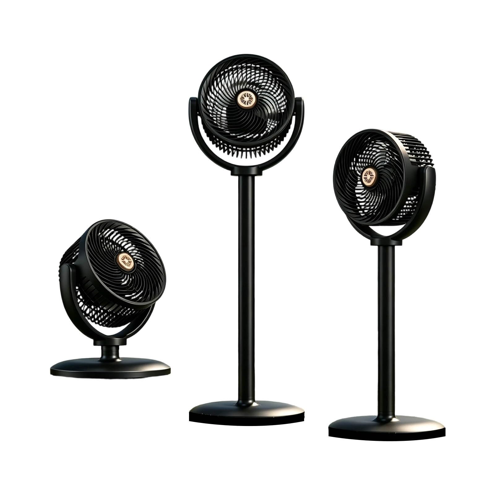 Air Circulator Standing Fan, Quiet Pedestal Fan for Bedroom, Powerful Turbo Airflow, 3 Speed, USB Rechargeable, 90° Oscillating, 80cm Portable Cooler Home Office With 3 USB (Black, 73cm)