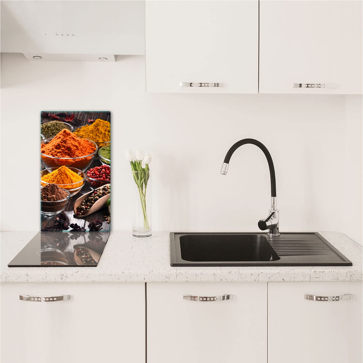 TMK Afdekplaat voor fornuis, 30 x 52 cm, eendelig, glas, elektrisch fornuis, inductie, spatbescherming, glasplaat, decoratie, snijplank, specerijen TMK Afdekplaat voor fornuis, 30 x 52 cm, eendelig, glas, elektrisch fornuis, inductie, spatbescherming, glasplaat, decoratie, snijplank, specerijen