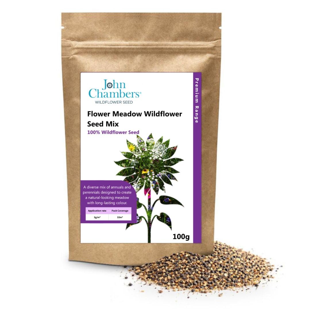 John Chambers Wildflower Seeds | 100g | 100% Pure Wild Flower Seed | No Grass | Native Sourced | Premium & General Options | Gardening Gift for Women and Men | Native Flowers (Flower Meadow) โ image 1