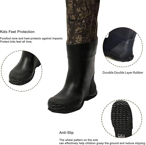 Miniatura 3 de 8 Fans Vadeadores de pecho para niños con botas, neopreno impermeable para jóvenes, aislados, vadeadores de caza y pesca para niños pequeños