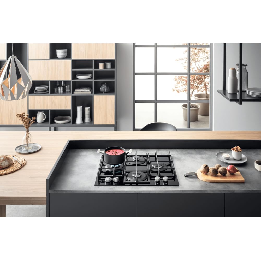 Piano cottura a gas Hotpoint: 4 fuochi, - HAGS 61F/BK