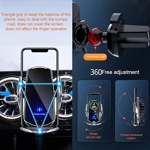 Miniatura 4 de Q3 Cargador inalámbrico para teléfono con sensor inteligente para automóvil, soporte para automóvil de carga rápida Qi de 15 W, soporte para