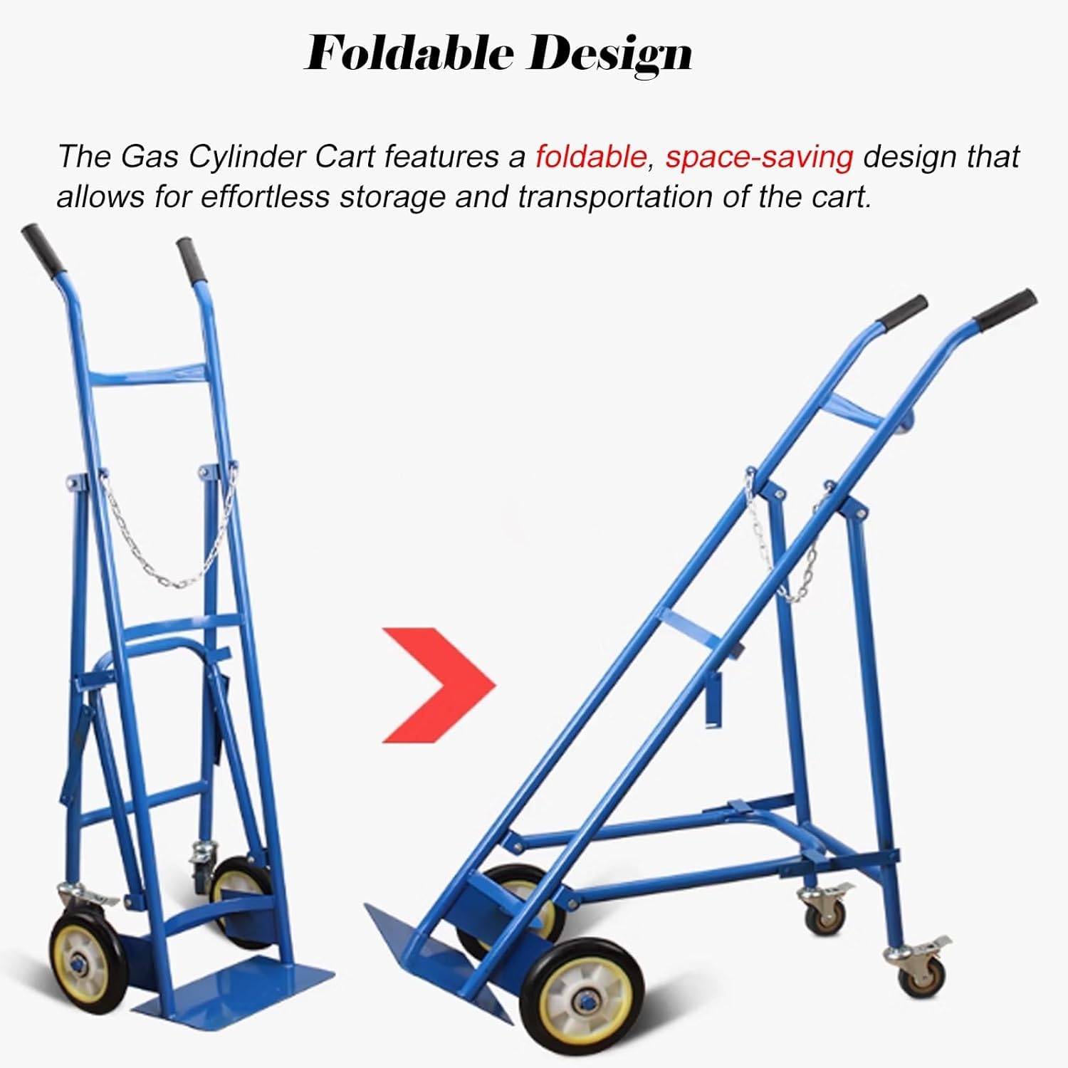 Carrito de tanque de oxígeno, estante cilíndrico plegable de acero de 39.4 pulgadas para laboratorio, escuela, soporte de cilindro de gas para interiores y exteriores
