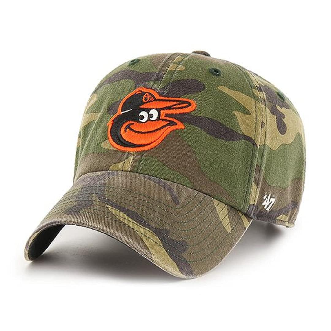 4747 MLB Camo Clean Up Adjustable Hat, Adult One Size Fits All (Baltimore Orioles Camo)