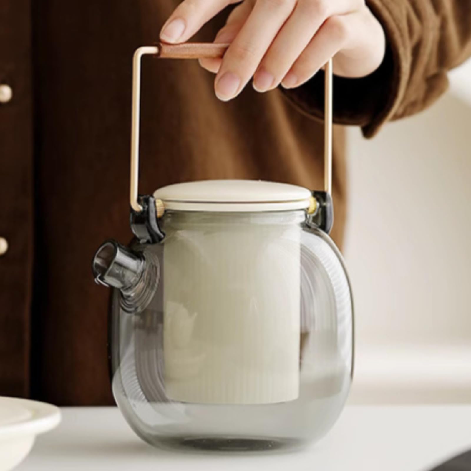 Szklany dzbanek do herbaty w stylu chińskim, 400 ml, żaroodporny domowy zestaw do herbaty