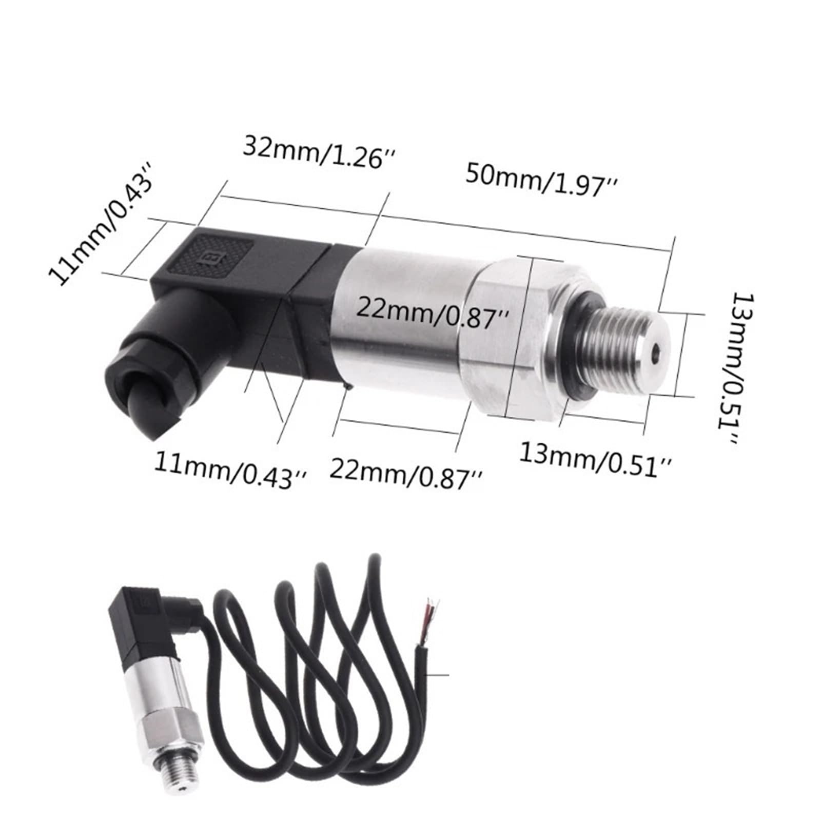 Transmisor de presión, sensor transductor G1/4 4-20 mA Alta precisión(0-16MPa)