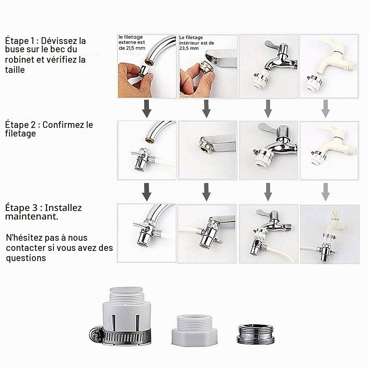 Filtre à Eau du Robinet, 8 Couches de Purification au Charbon et Céramique, Enlève Impuretés, Chlore, Eau de Javel, vers, Installation Facile - S’adapte sur Tous Les Robinets Standards