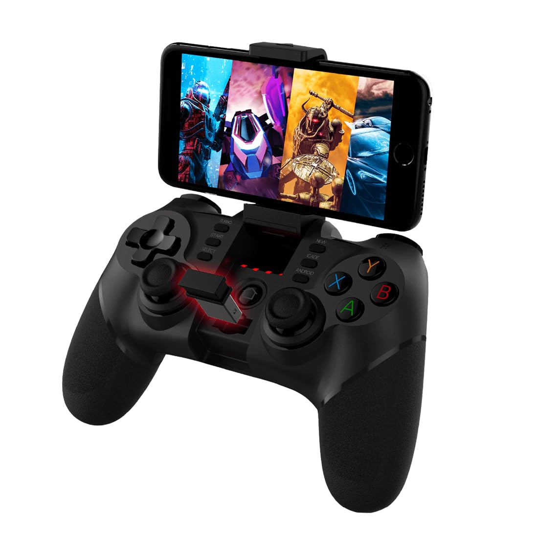 GNCHome Mando PC Windows, Bluetooth Inalámbrico Android Mando Móvil Game con Soporte Retráctil Conexión 2.4G - Admite Android/IOS, tablet, ordenadores, P3 / P4, Smart TV - Soporte Ajustable