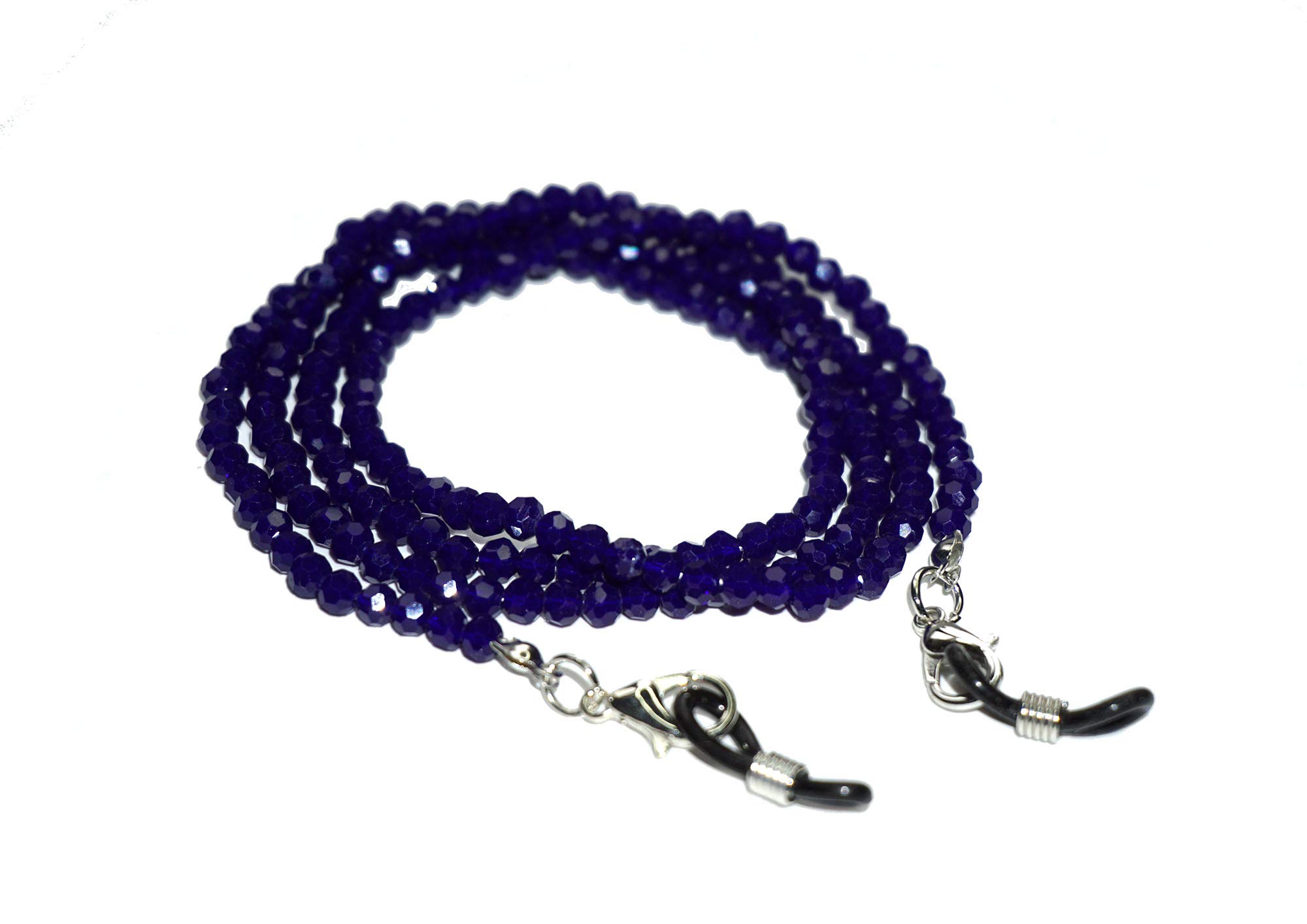 Beaded Eyeglasses Chain for Women, Sunglasses Chain, Reading Glasses Holder,Lanyard for Face Mask, Crystral Glass Beads - blue - Small
