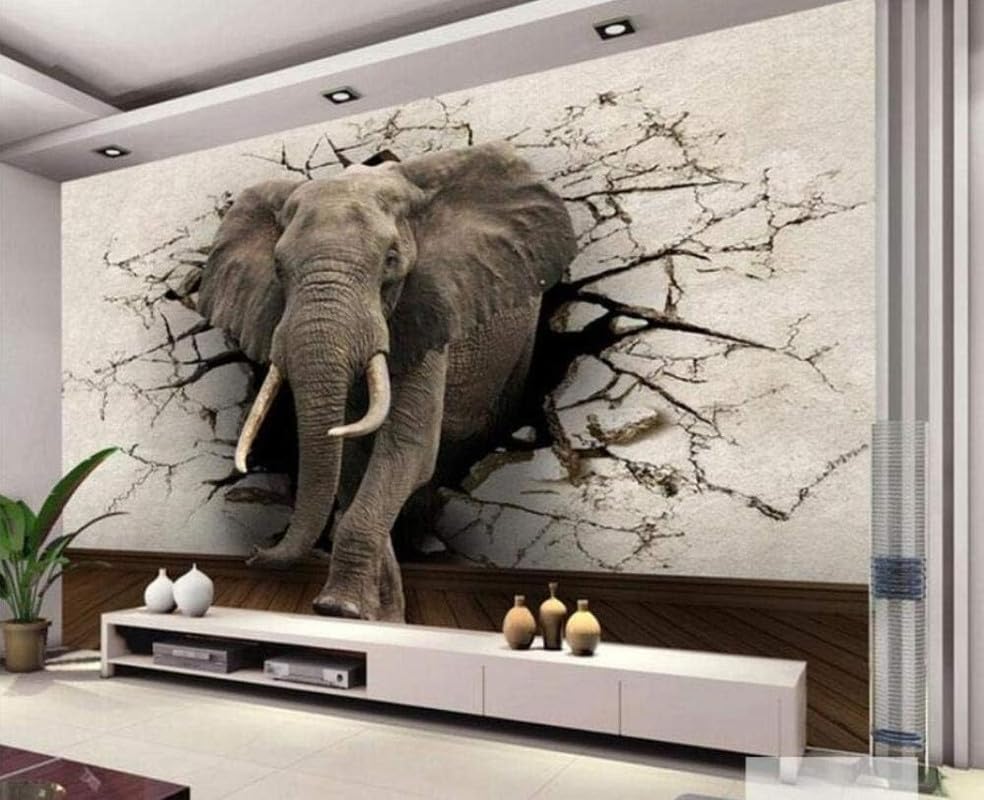 AADEE Craft 3D Modern Art Elephant Mural Wallpaper Wall Mural 3D Walls Stickers for Living Room Bed Room Hall Home Decoration Walls (Vinyl Self Adhesive 84X60 Inches)