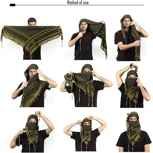 Miniatura 5 de MAGNIVIT - Bufanda táctica Shemag de algodón Keffiyeh para el desierto bufanda árabe para cabeza y cuello
