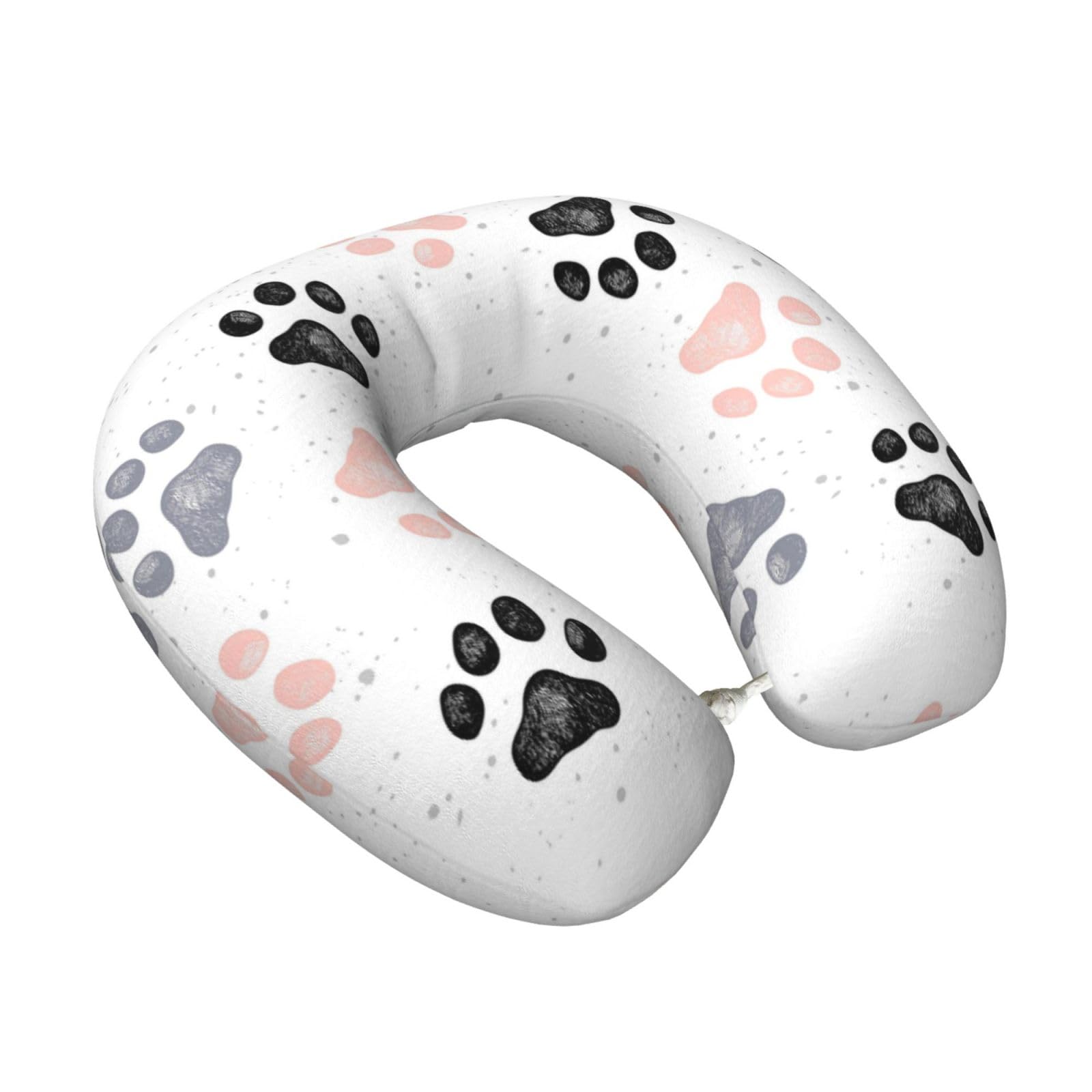 LKYMOH Dog Paws Prints, Travel Neck Pillow U-Shaped Memory Neck Support Soft Comfortable With Washable Cover For Airplane Car Traveling and Office