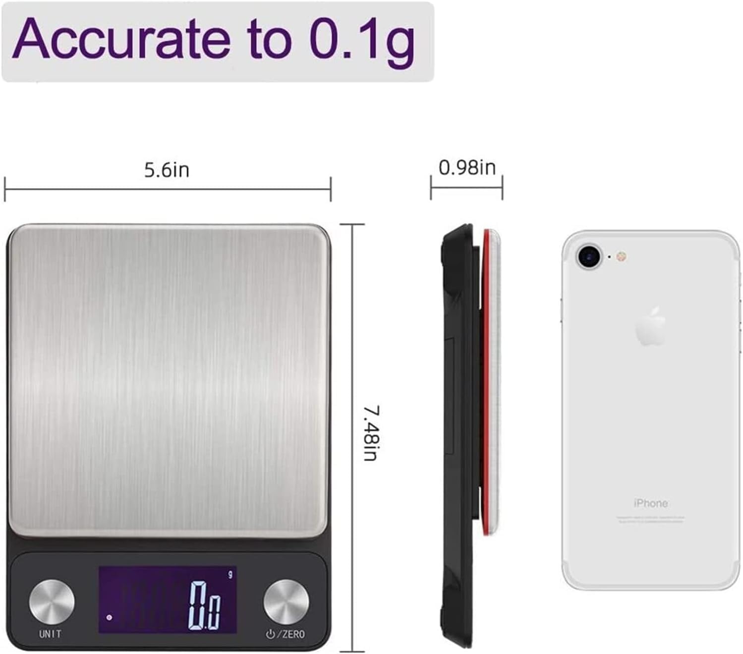Kitchen Scale LCD Display Digital Kitchen Scale 5Kg 0.1G/0.01Oz High Prec Electronic Food Scale for Cooking Baking Weighing Scale Kitchen Supplies Bruin