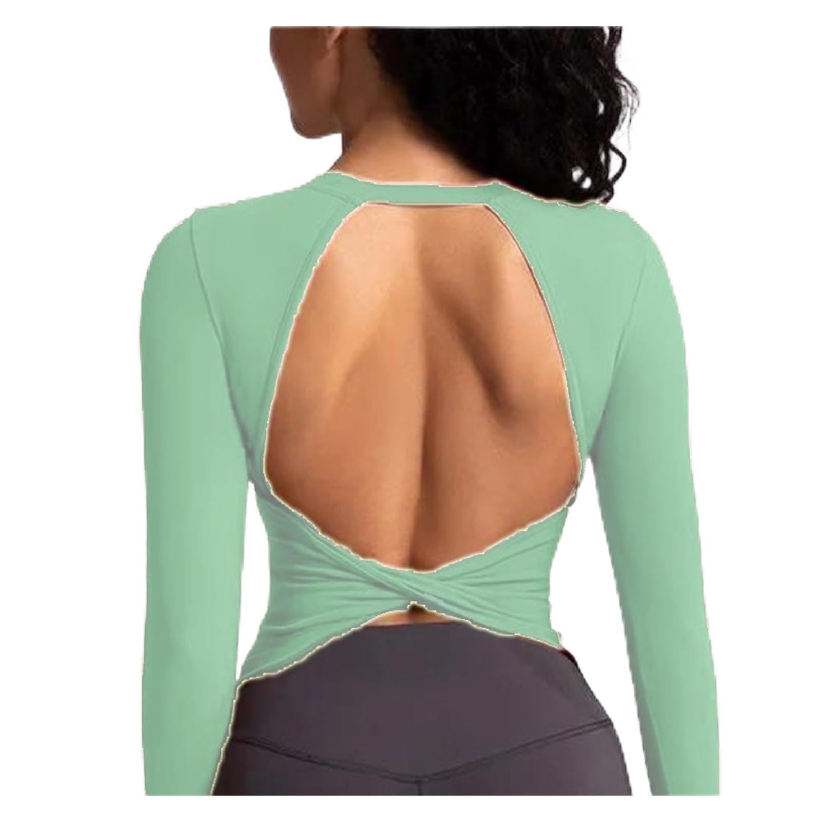 Top yoga a maniche lunghe donna Camicie da yoga nere con retro bellezza | Camicetta a maniche lunghe da donna Taglie forti Sport Palestra Fitness Top