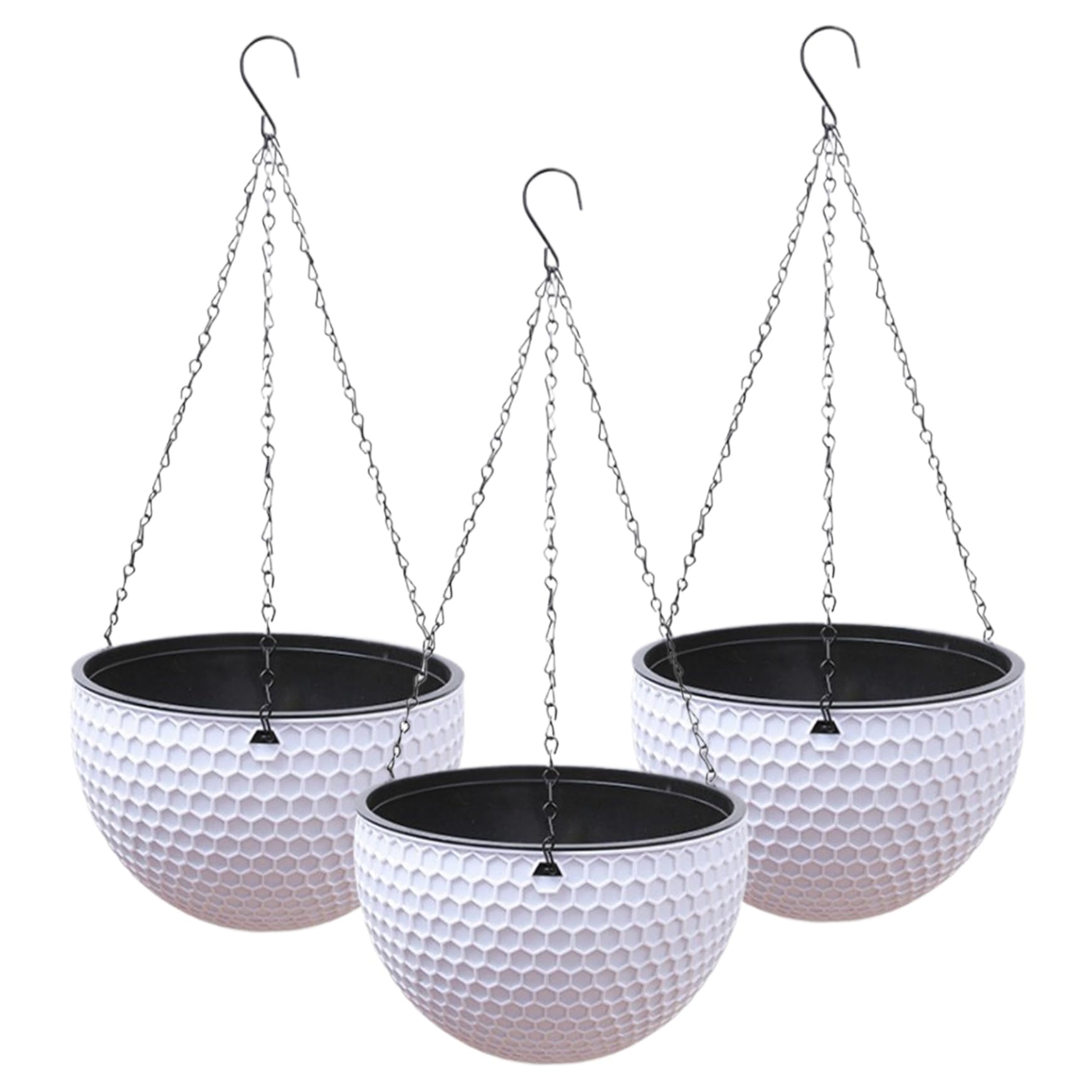 Wedhapy Hanging Plant Pots Hanging Planter 3Pcs Round Honeycomb Flower Pots 22in Plant with Drainage and Stopper Heavy Duty Baskets for Plants