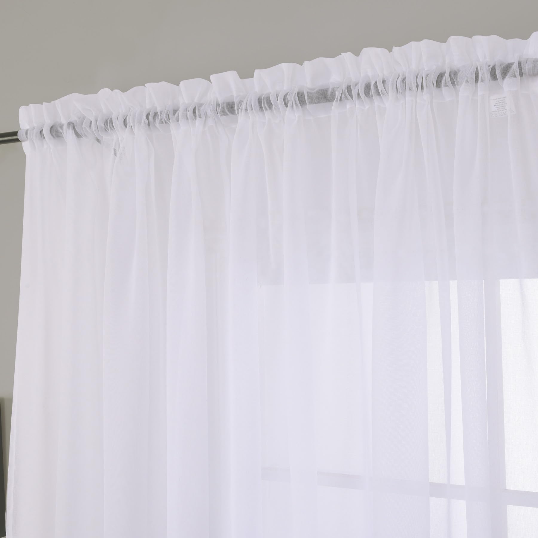 Mystic-Home Sheer Curtains White 84 Inches Long, Window Treatments Rod Pocket Drapes for Living Room, Bedroom, Semi Crinkle Voile Extra Wide Curtains for Yard, Villa, Parlor, 108"x 84", 1Pc