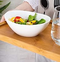 Vista 5 de Lawei Paquete de 4 cuencos de porcelana de 9 pulgadas, cuencos ovalados de cerámica de 36 onzas, platos grandes para ensaladas, espaguetis, postres