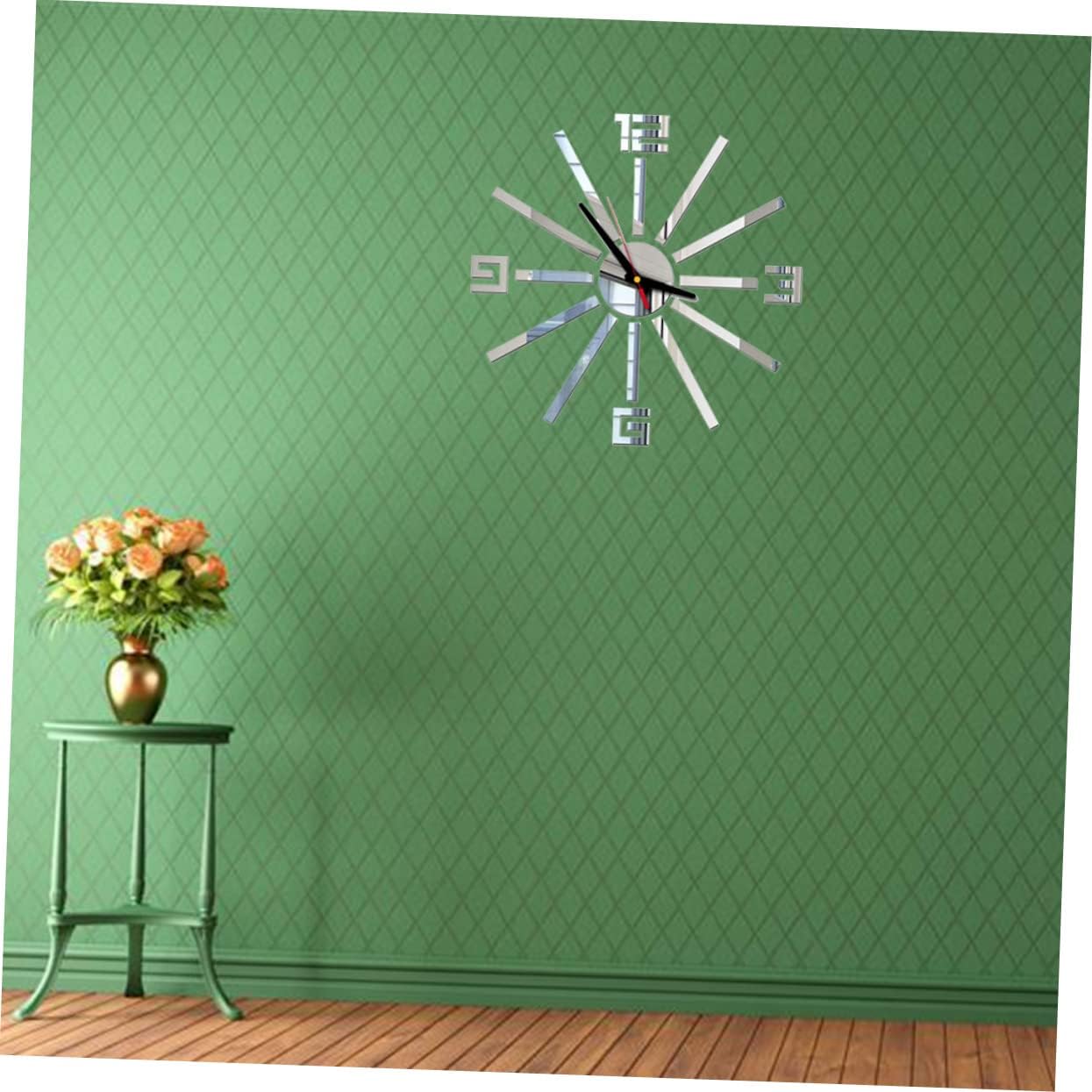 Acrylic Wall Clock Model 110 Round Silver Silent Easy Read Decor
