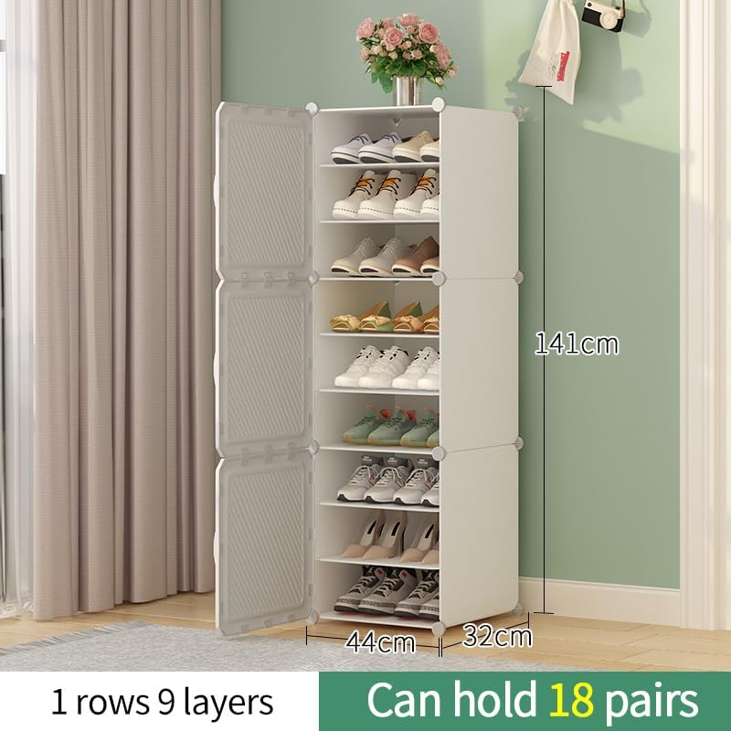 Image of EXVITO Portable Shoe Rack for Home Plastic Shelves Household - 3 Door DIY Multipurpose Shoe Rack Organizer, Shoe Storage-Shelf with Dustproof Door Entryway for Heels /Slippers /Boots (Grey, 2 Door)