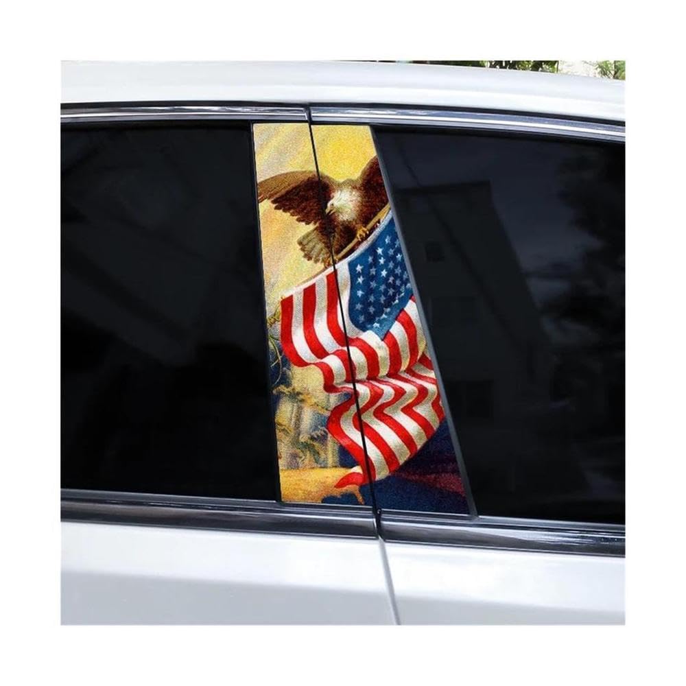 Body Parts 2pcs Car Window Pillar Decal Eagle Flag Stickers DIY Waterproof Vinyl Car Pillar Sticker(Type A)