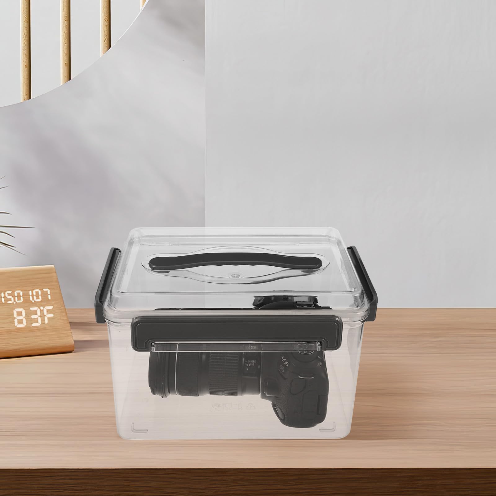 Organizador portátil para Lentes de cámara: Caja de Almacenamiento de plástico Transparente con Tapa y asa para Guardar Equipos fotográficos y Lentes. Medidas: 11,4 x 7,5 x 6,9 Pulgadas.