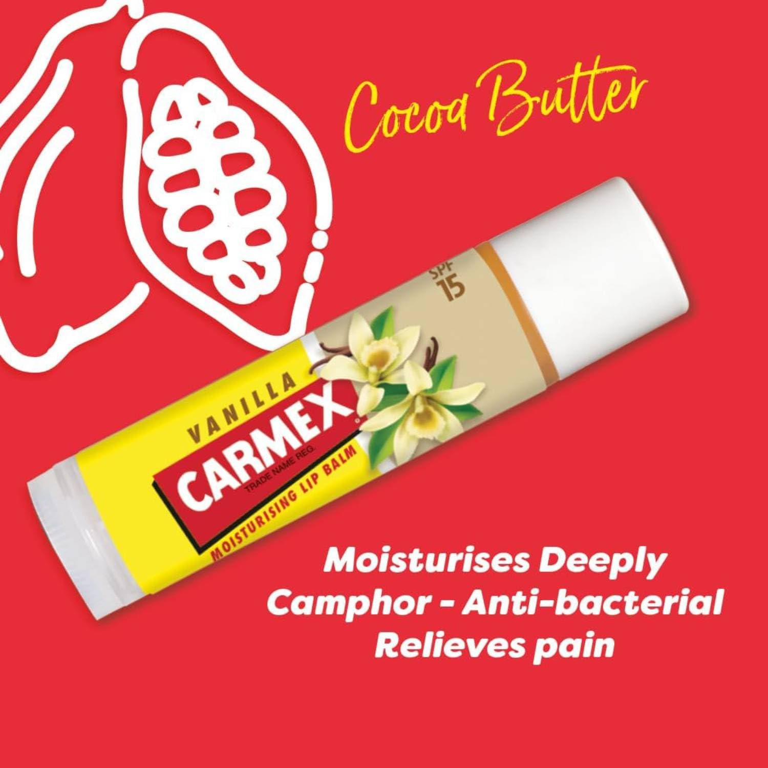 Carmex Vanille Lippenbalsam extra feuchtigkeitsspendend LSF 15 12 Einheiten