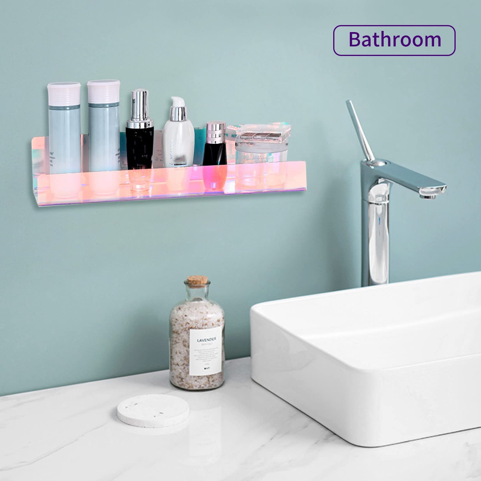 Estante Flotante acrílico de 2/4 Uds., Estante montado en la Pared de Color arcoíris, estantes Simples de Almacenamiento para baño, estantes para Especias de Cocina