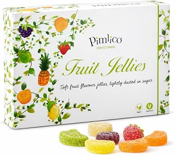 Pimlico Vegan Fruit Jellies sweets 200g | Candy Gift Box with Natural fruit Jelly Sweets Gift Box | Gelatin-Free | Perfect Vegan Gift jelly fruits